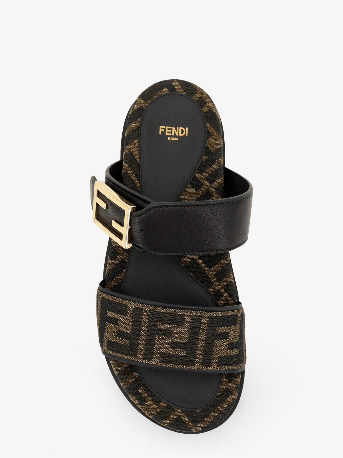 Fendi Feel FF fabric sandals - Tabacco Nero+Nero