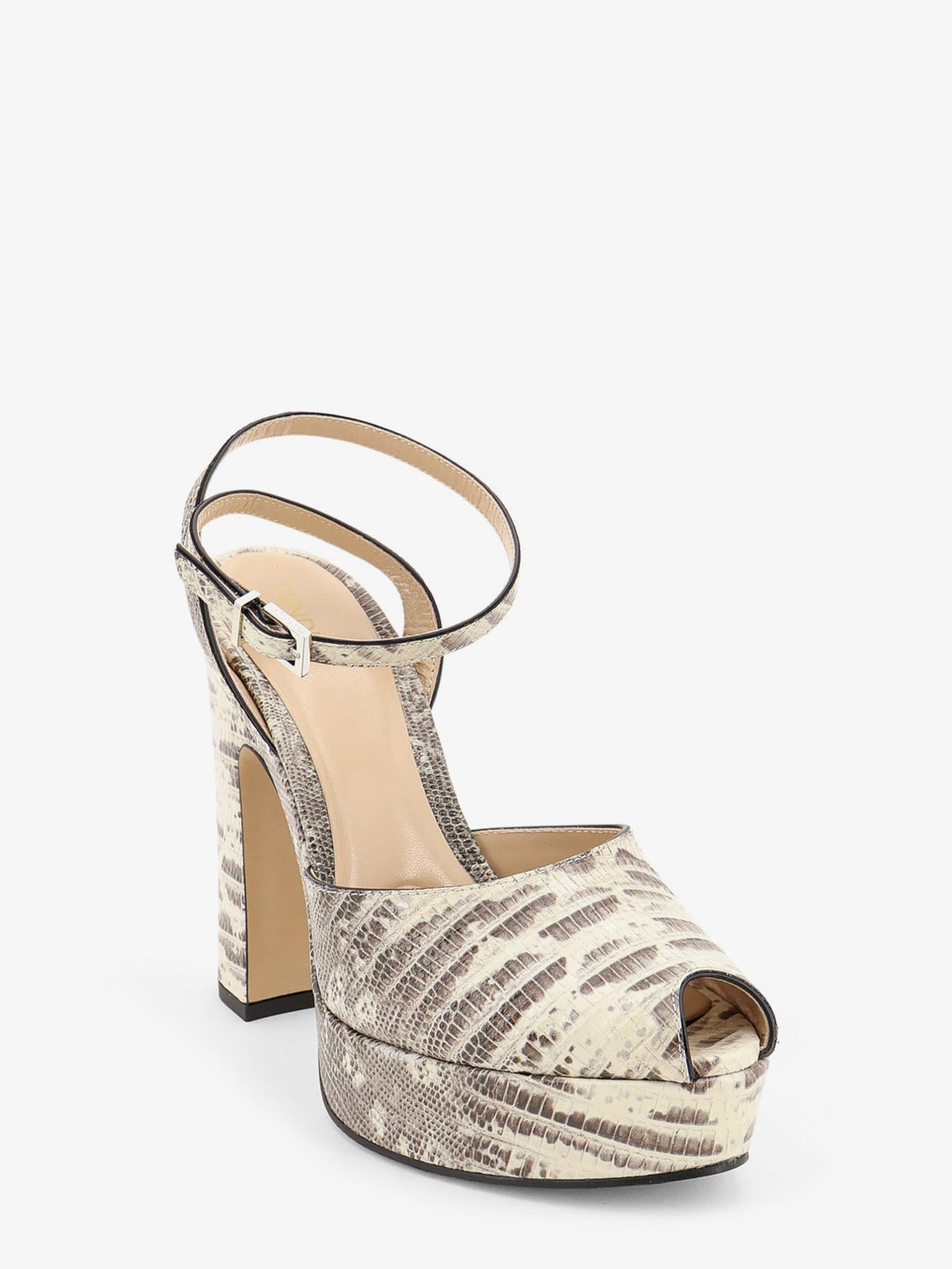 Fendi Fendi After 9 leather sandals with tejus print - Pergamenachiaro