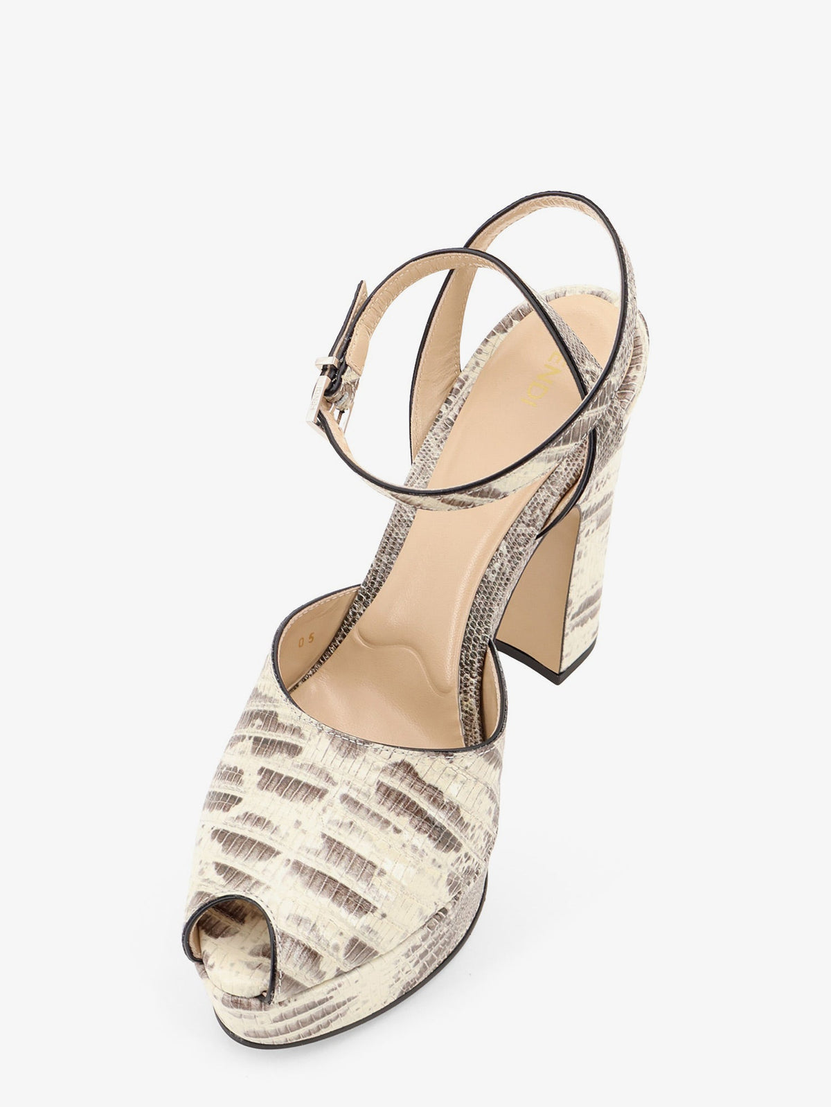 Fendi Fendi After 9 leather sandals with tejus print - Pergamenachiaro