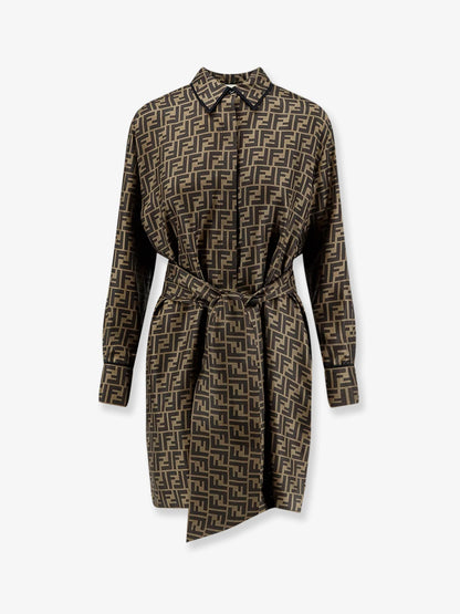 FENDI - Silk dress with all-over FF motif