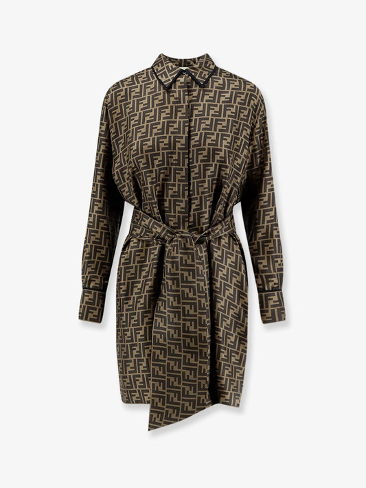 Fendi Silk Dress With All Over Ff Motif