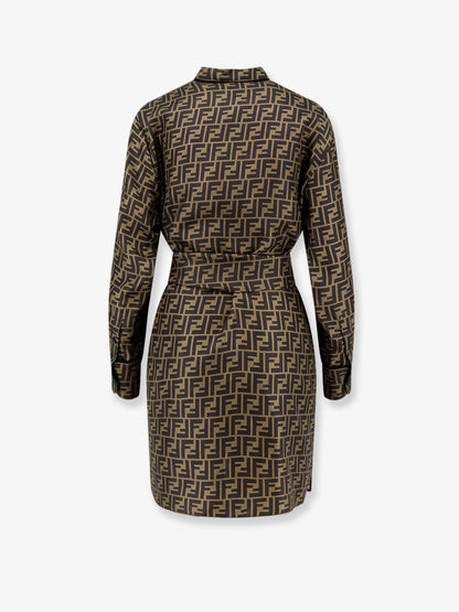 FENDI - Silk dress with all-over FF motif