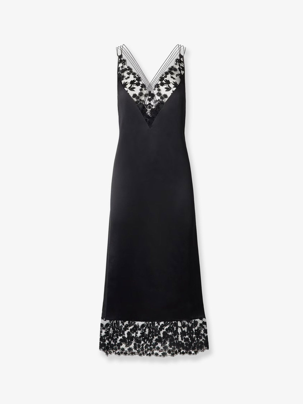 Fendi Silk and Millefiori lace Midi Dress - Nero