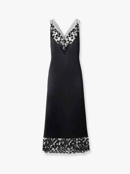 Fendi Silk and Millefiori lace Midi Dress - Nero