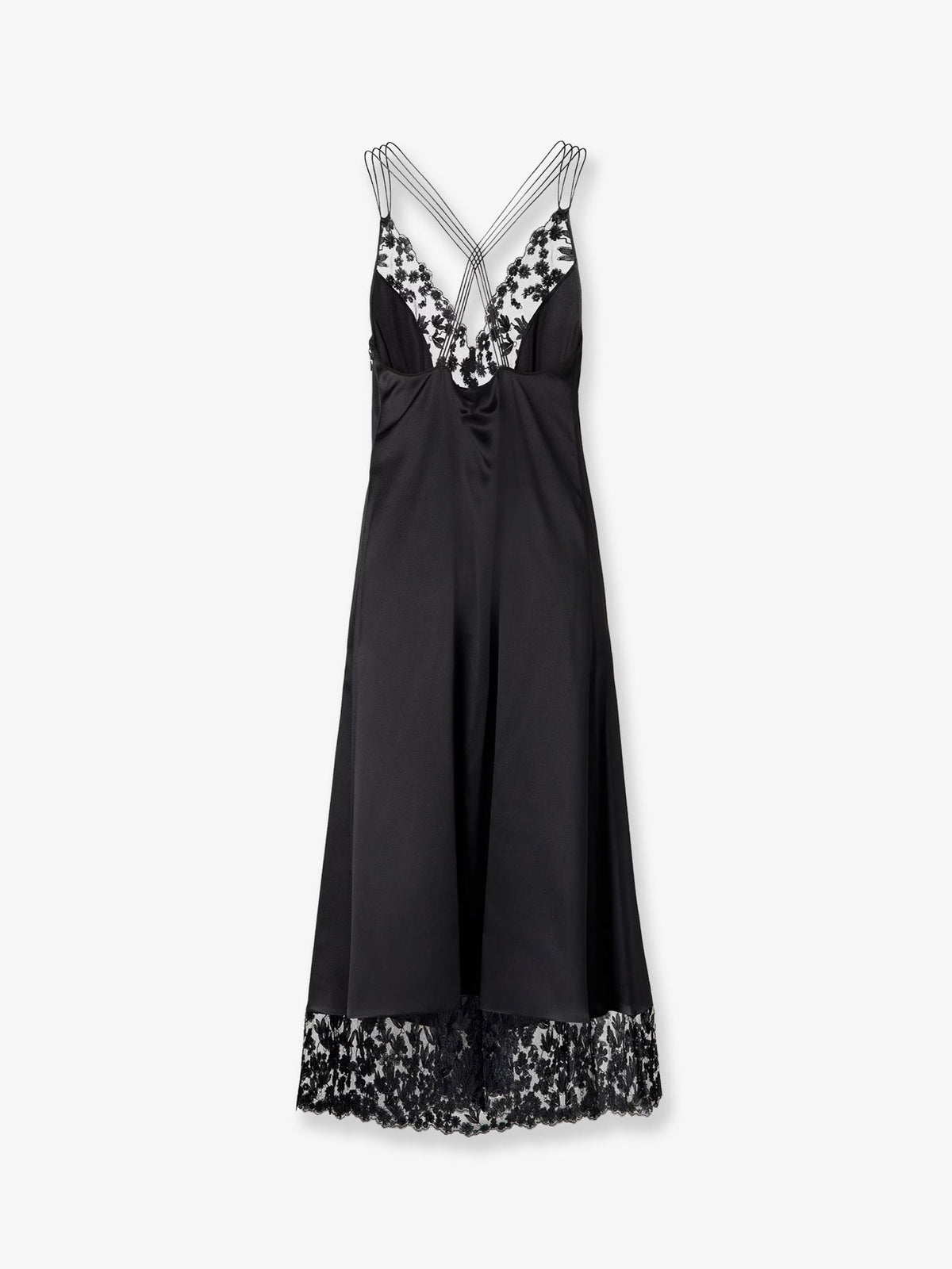 Fendi Silk and Millefiori lace Midi Dress - Nero