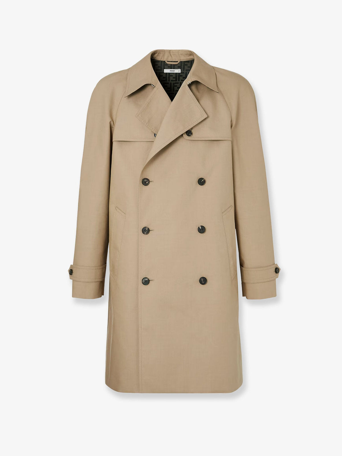Fendi Double-breasted Mackintosh fabric trench - Cordatabacco