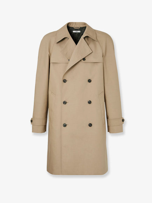 Fendi Double-breasted Mackintosh fabric trench - Cordatabacco