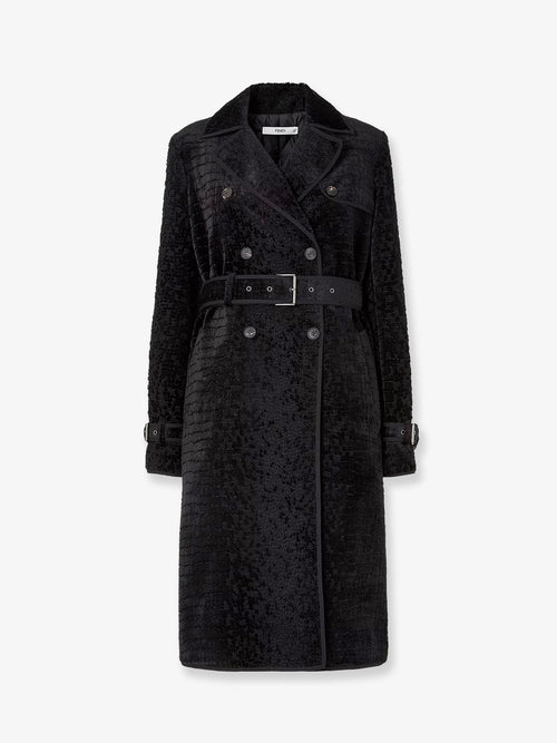 Fendi Jacquard velvet coat with aniaml print - Nero