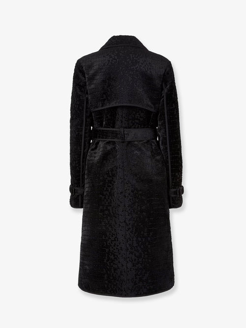 Fendi Jacquard velvet coat with aniaml print - Nero