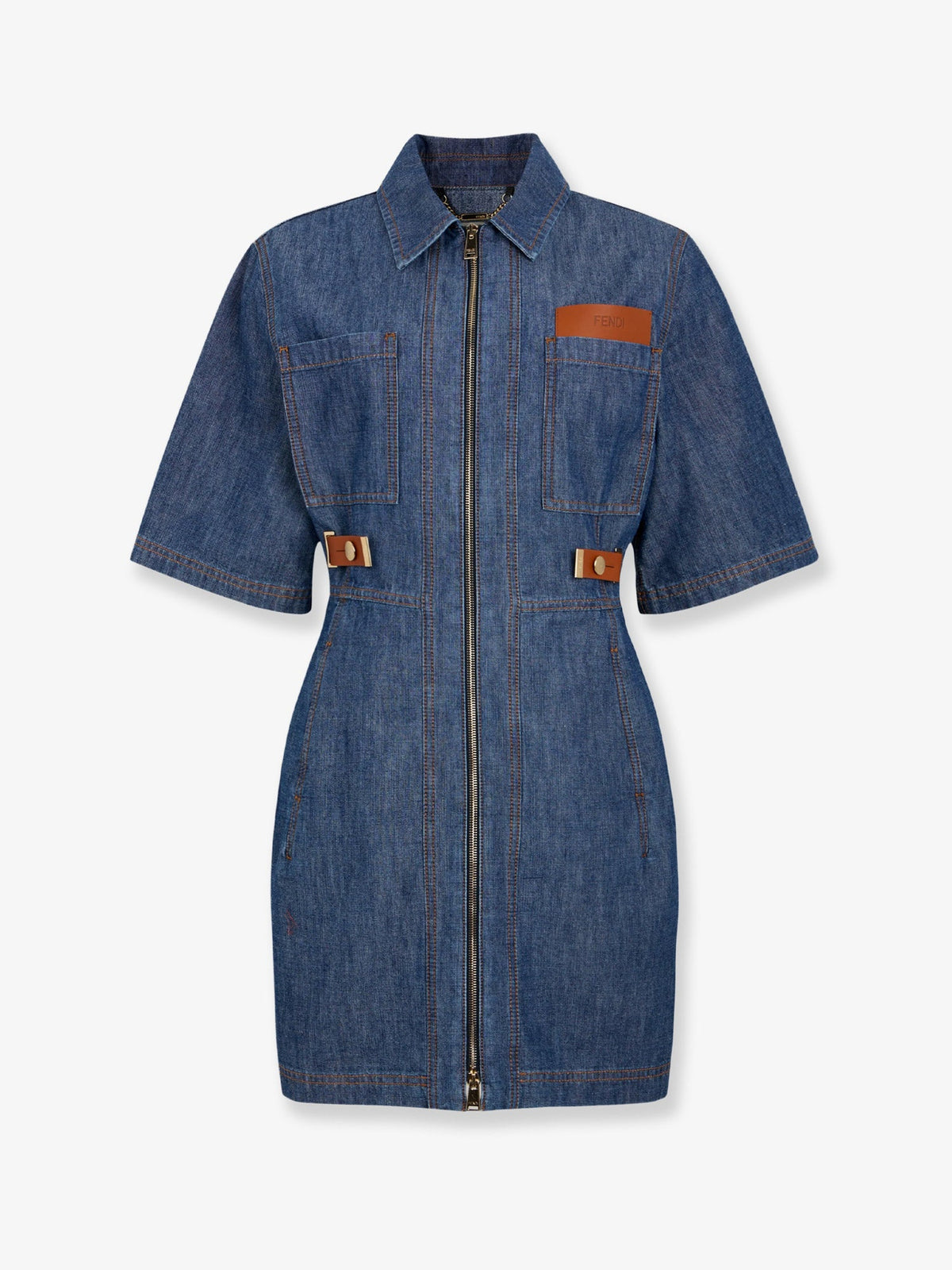 Fendi Chambray Denim Chemisier Dress - Navy