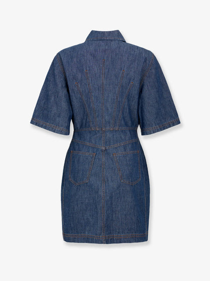 Fendi Chambray Denim Chemisier Dress - Navy