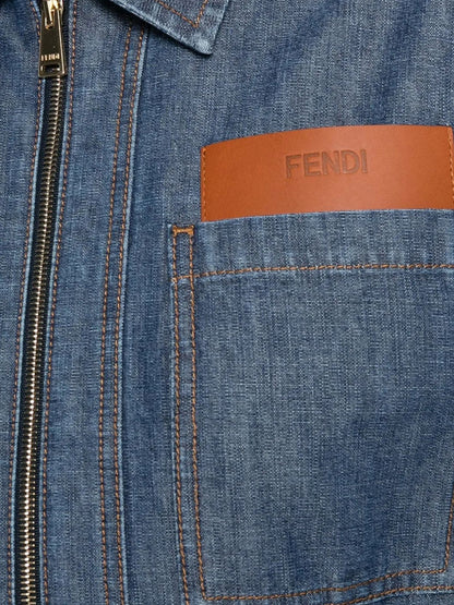Fendi Chambray Denim Chemisier Dress - Navy