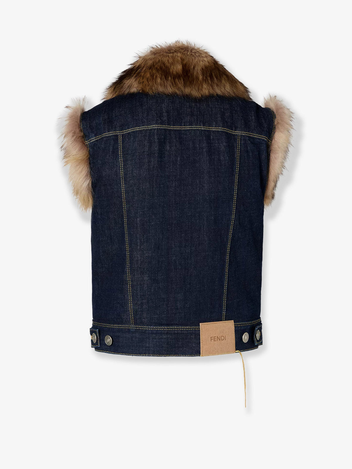 Fendi Denim and shearling vest - Navy