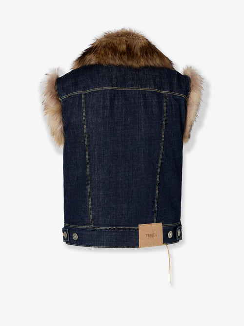 Fendi Denim and shearling vest - Navy