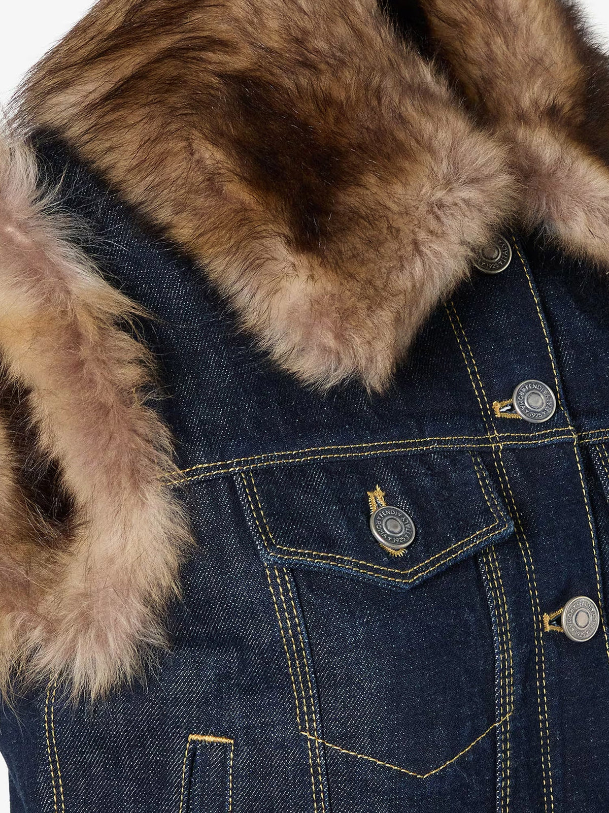 Fendi Denim and shearling vest - Navy