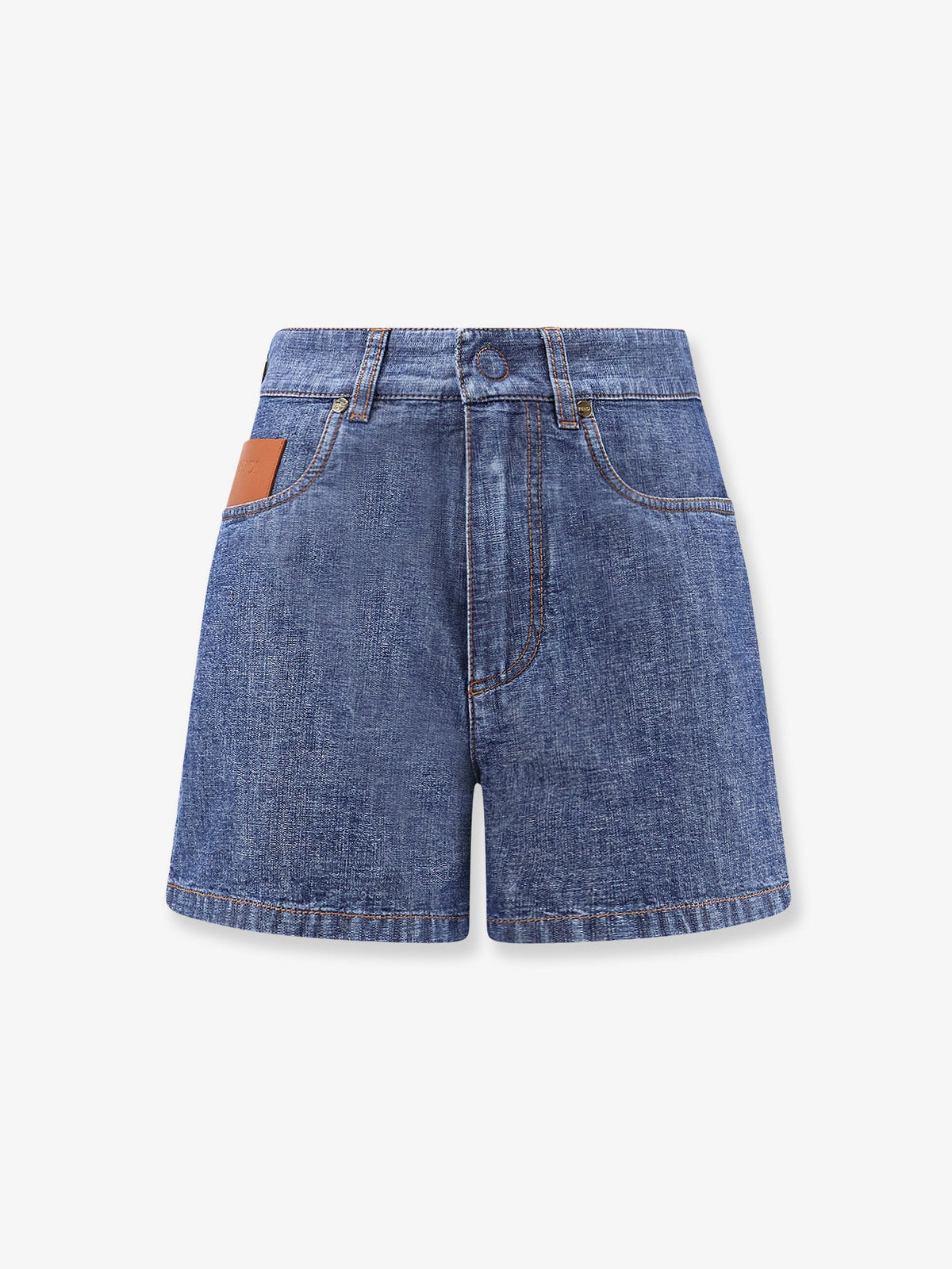 Fendi Chambray Denim Shorts - Navy
