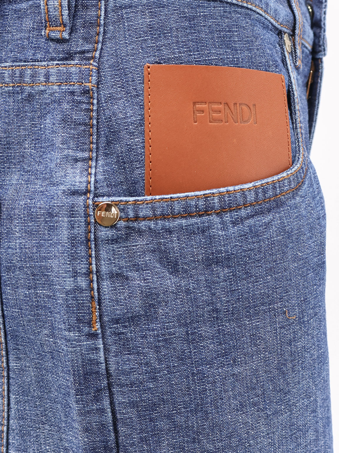 Fendi Chambray Denim Shorts - Navy