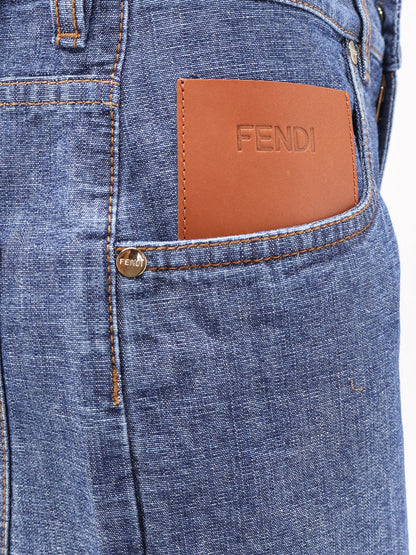 Fendi Chambray Denim Shorts - Navy