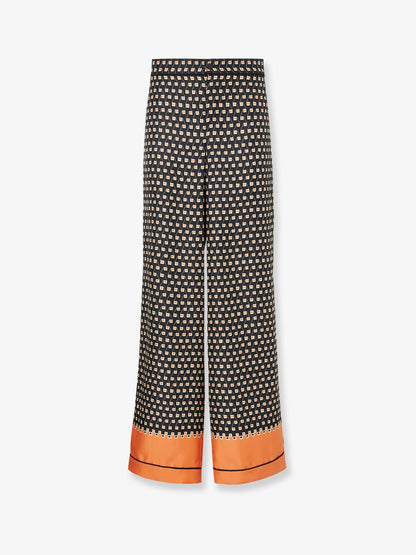 Fendi Printed black silk pajamas trousers - Curcumanero
