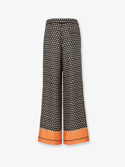 Fendi Printed black silk pajamas trousers - Curcumanero