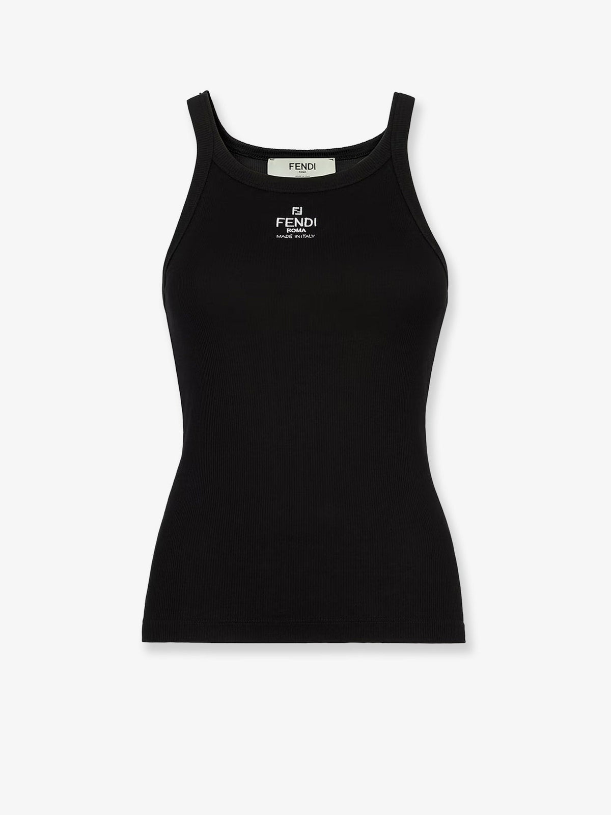 Fendi Ribbed cotton tank top - Black