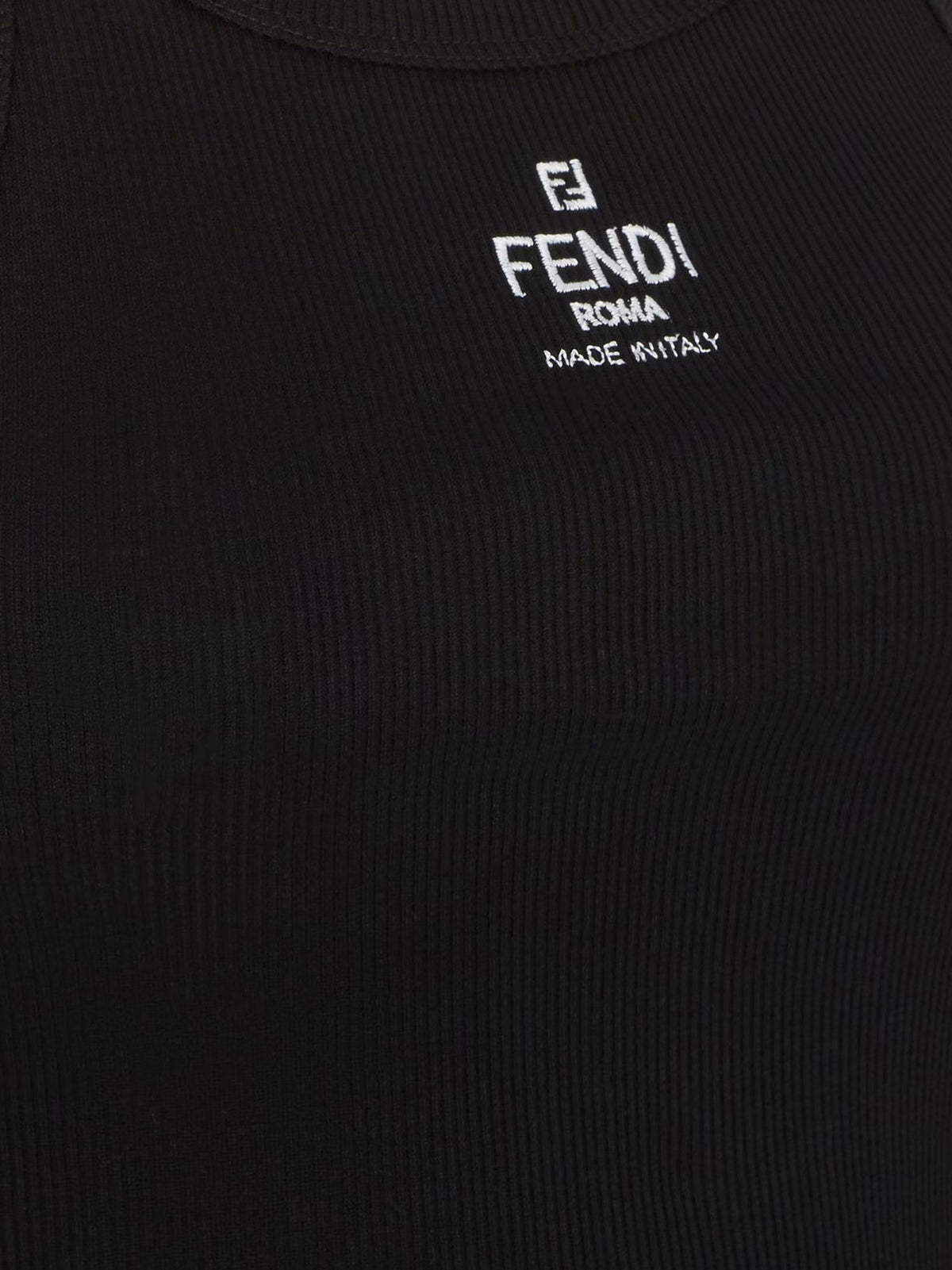 Fendi Ribbed cotton tank top - Black