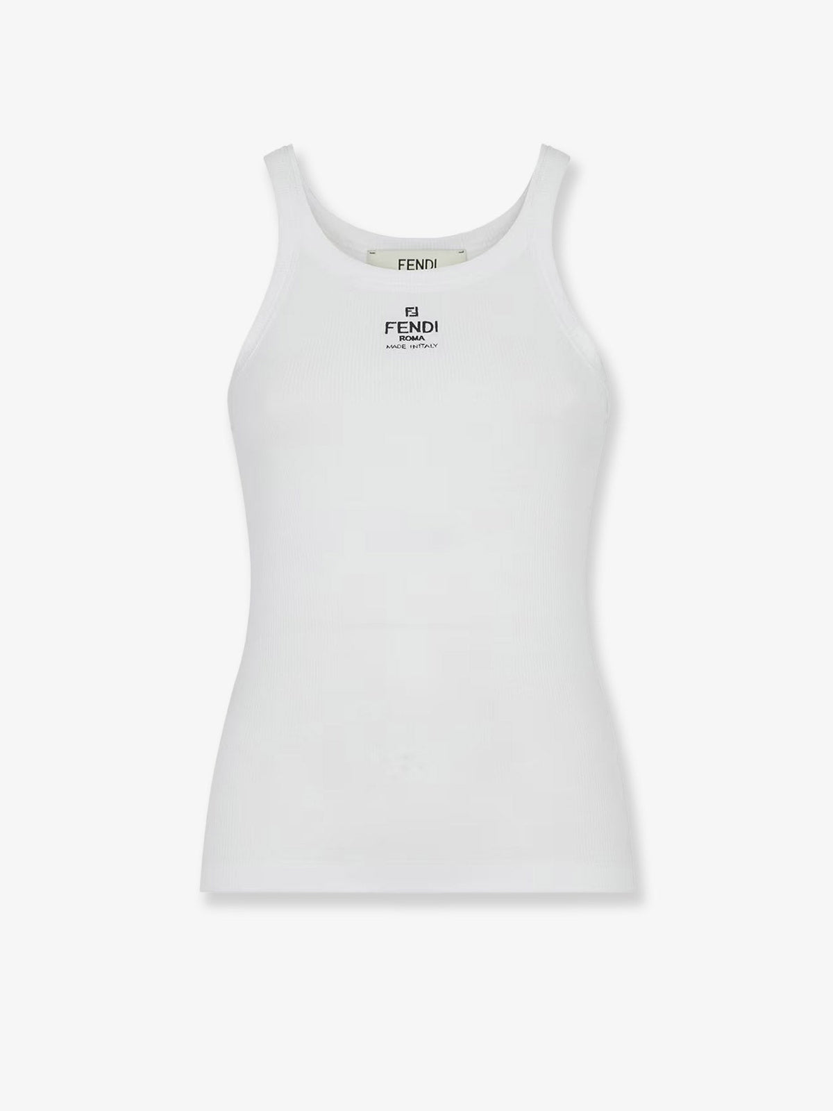 Fendi Ribbed cotton tank top - White