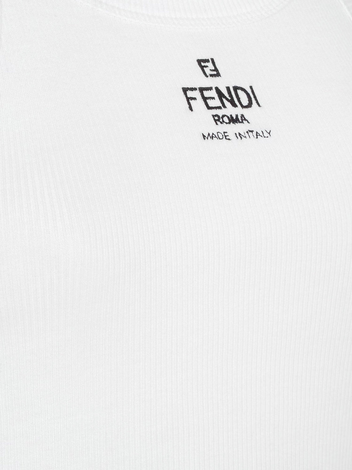 Fendi Ribbed cotton tank top - White