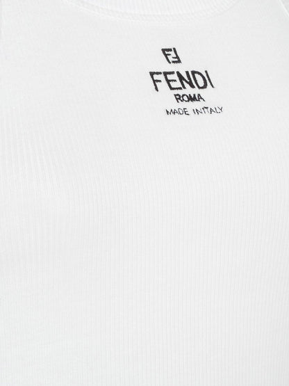 Fendi Ribbed cotton tank top - White