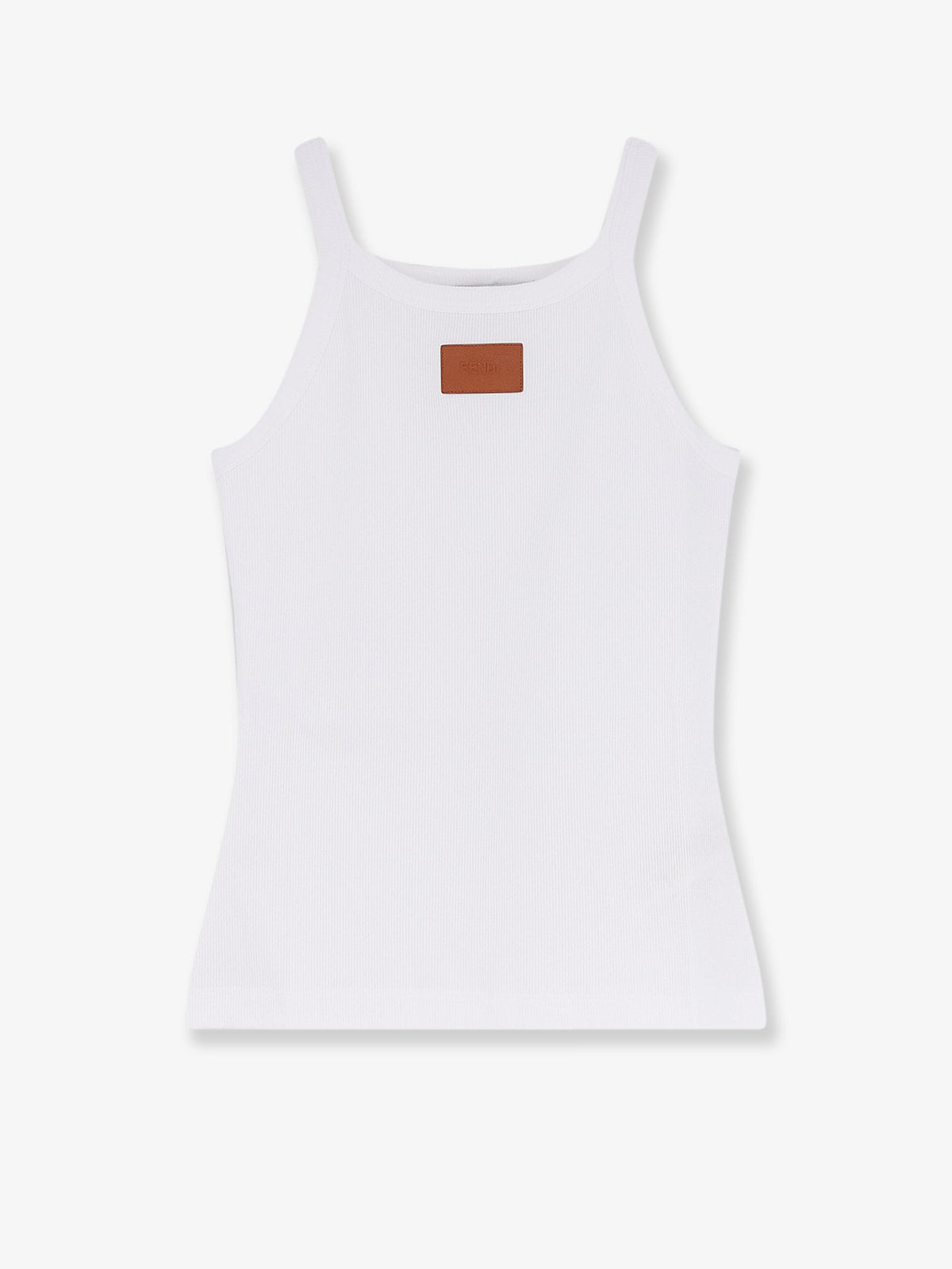 Fendi Ribbed cotton tank top - White
