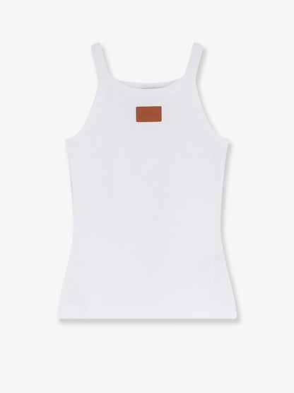 Fendi Ribbed cotton tank top - White