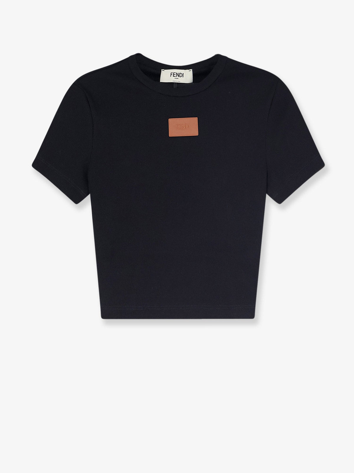 Fendi Cropped stretch cotton t-shirt - Black