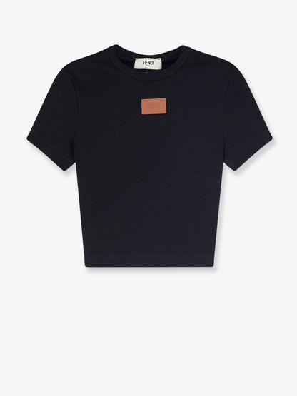 Fendi Cropped stretch cotton t-shirt - Black