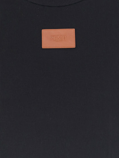 Fendi Cropped stretch cotton t-shirt - Black