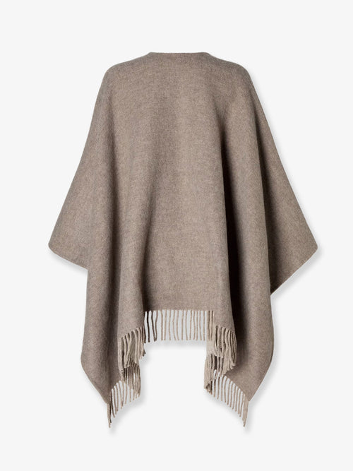 Fendi Wool and cashmere cape with FF zucca print - Tortora