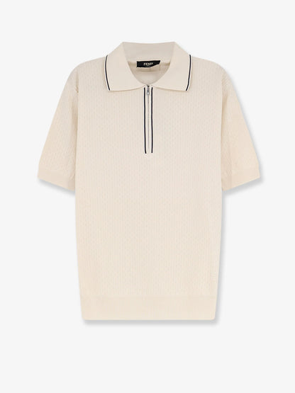 FENDI - Cotton and silk polo shirt with FF embroidery