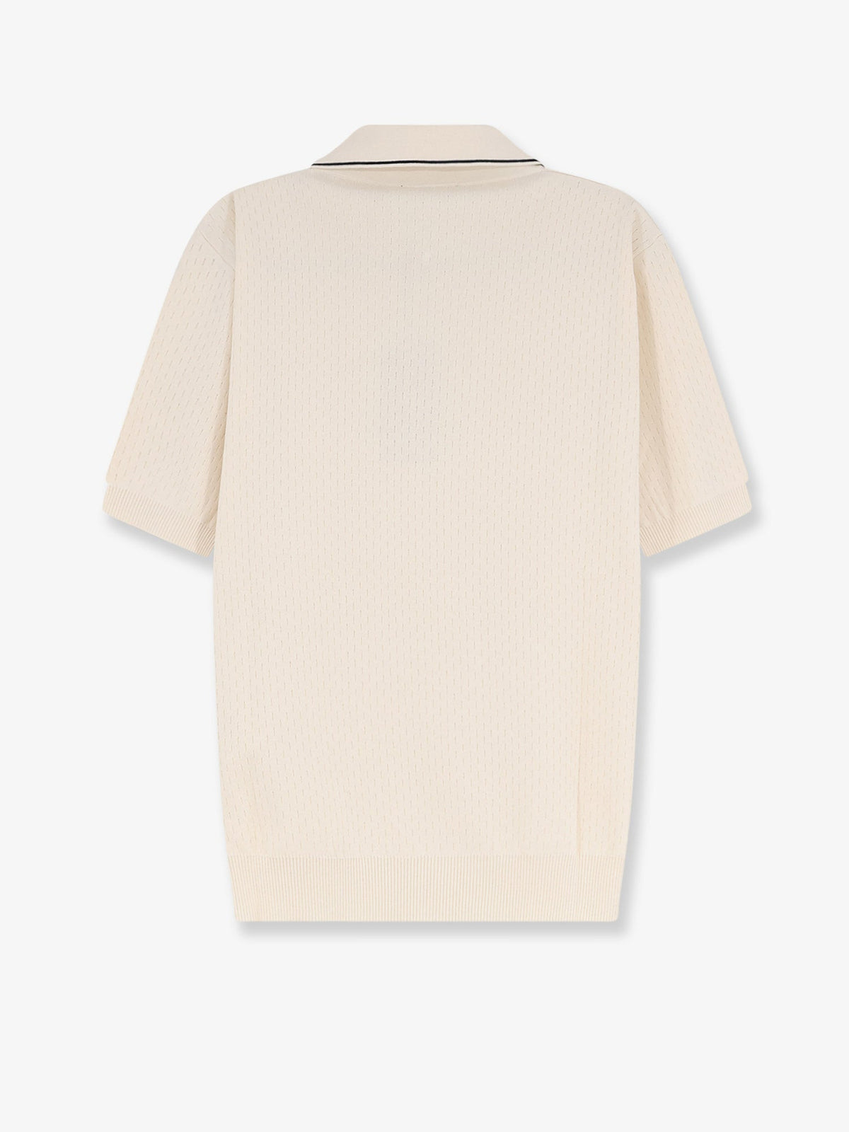 Fendi Cotton and silk polo shirt with FF embroidery - Naturale Navy