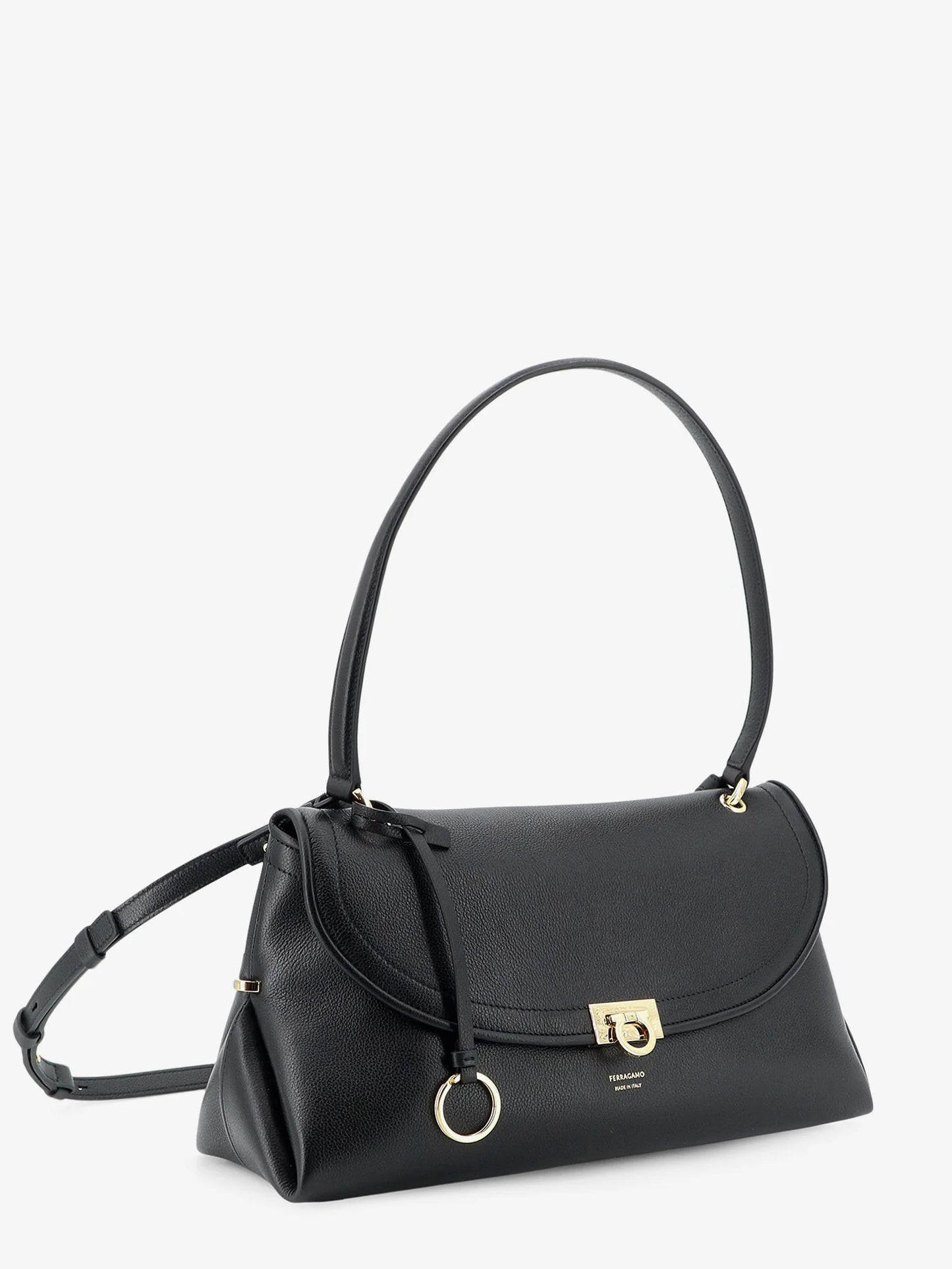 FERRAGAMO - Leather shoulder bag with Gancini detail