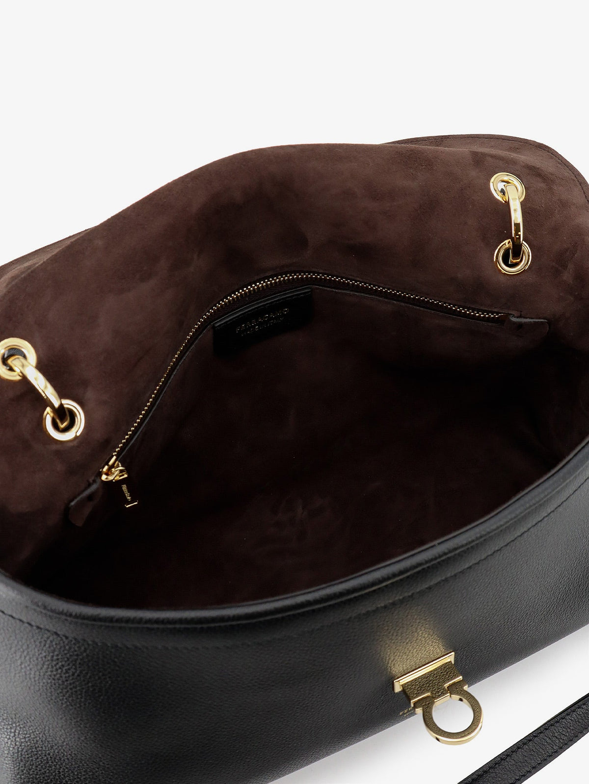 Ferragamo Leather shoulder bag with Gancini detail - Nero Testa Di Moro
