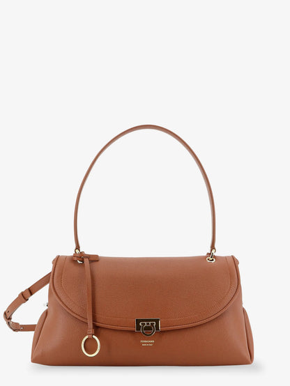 FERRAGAMO - Leather shoulder bag with Gancini detail