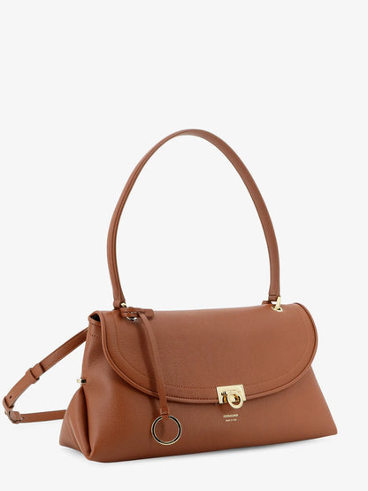 FERRAGAMO - Leather shoulder bag with Gancini detail