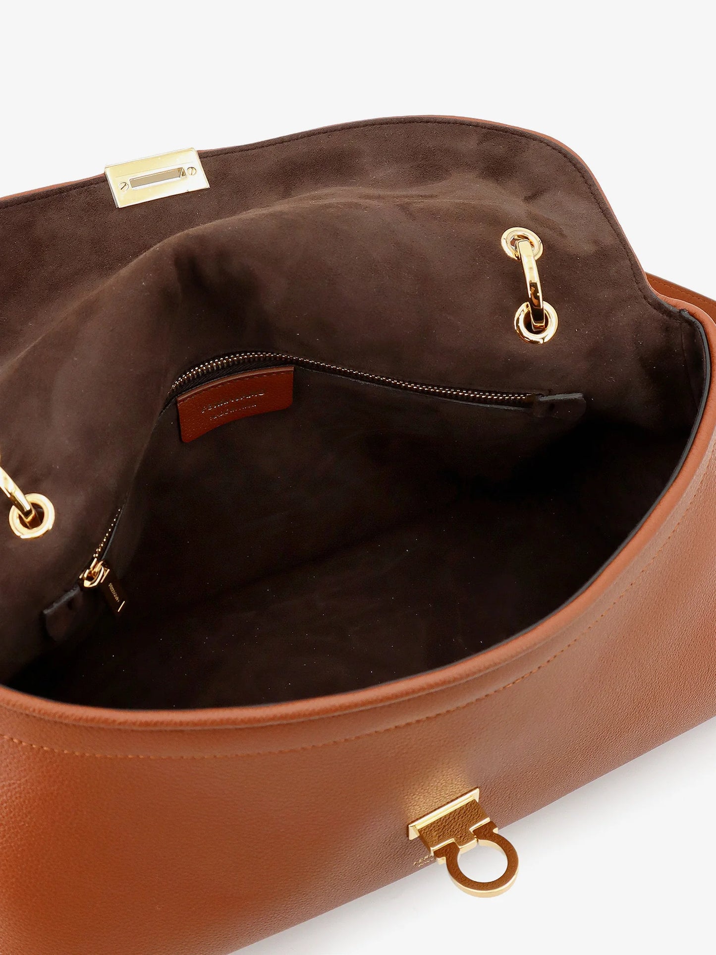 FERRAGAMO - Leather shoulder bag with Gancini detail