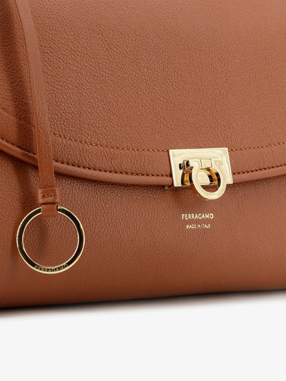 FERRAGAMO - Leather shoulder bag with Gancini detail