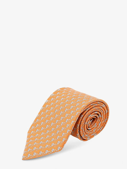 FERRAGAMO - Sik tie with Owl print