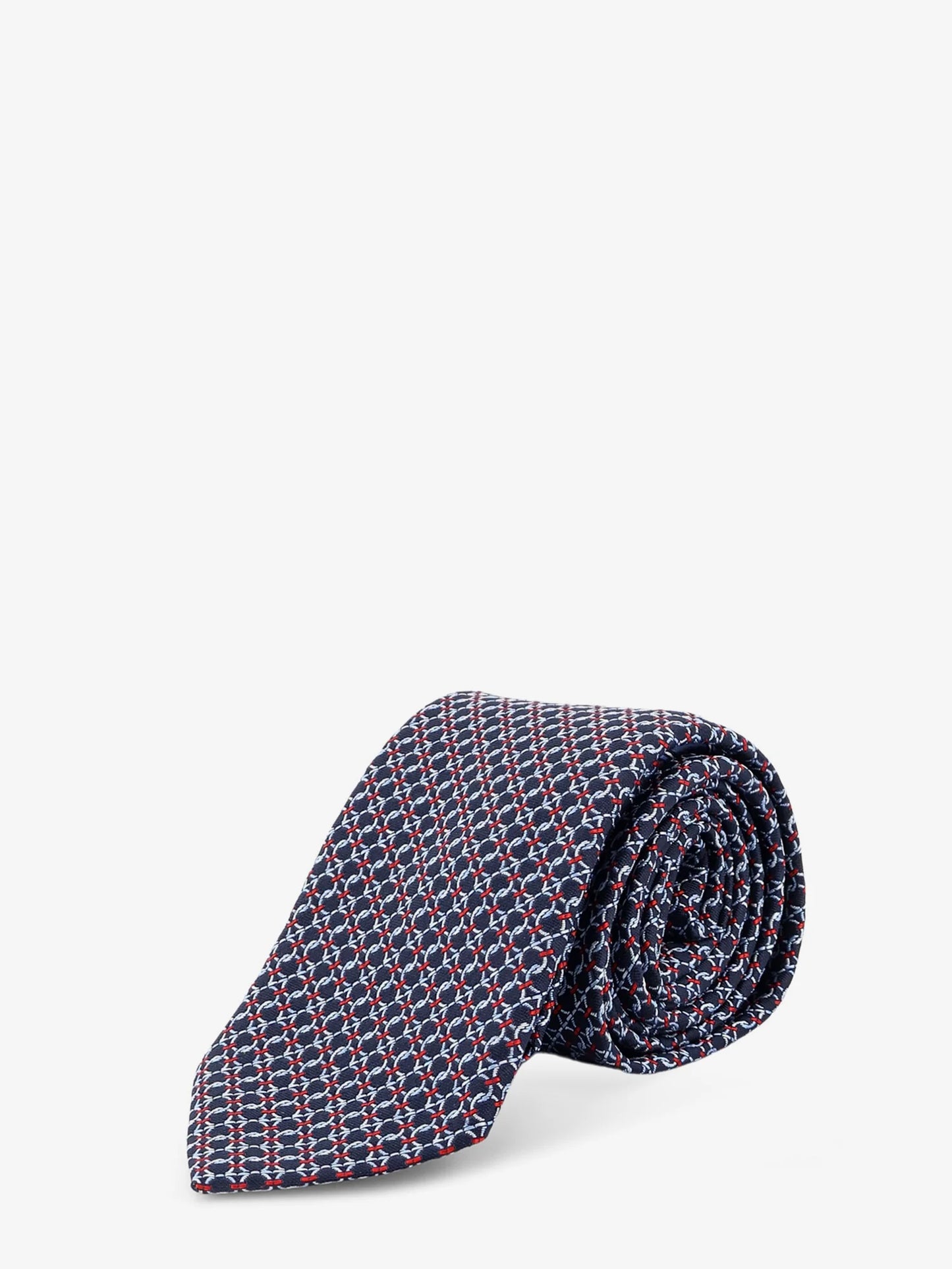 FERRAGAMO - Crema silk tie with Intreccio print
