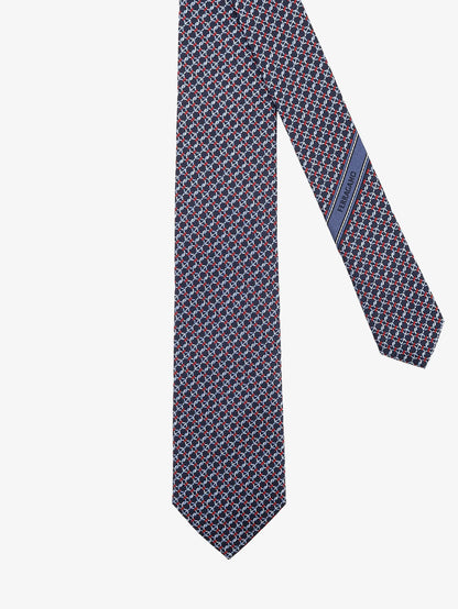 FERRAGAMO - Crema silk tie with Intreccio print