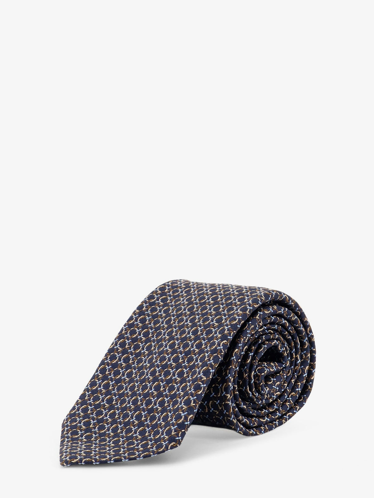 Ferragamo Crema silk tie with Intreccio print - Marrone