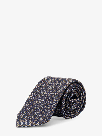 FERRAGAMO - Crema silk tie with Intreccio print