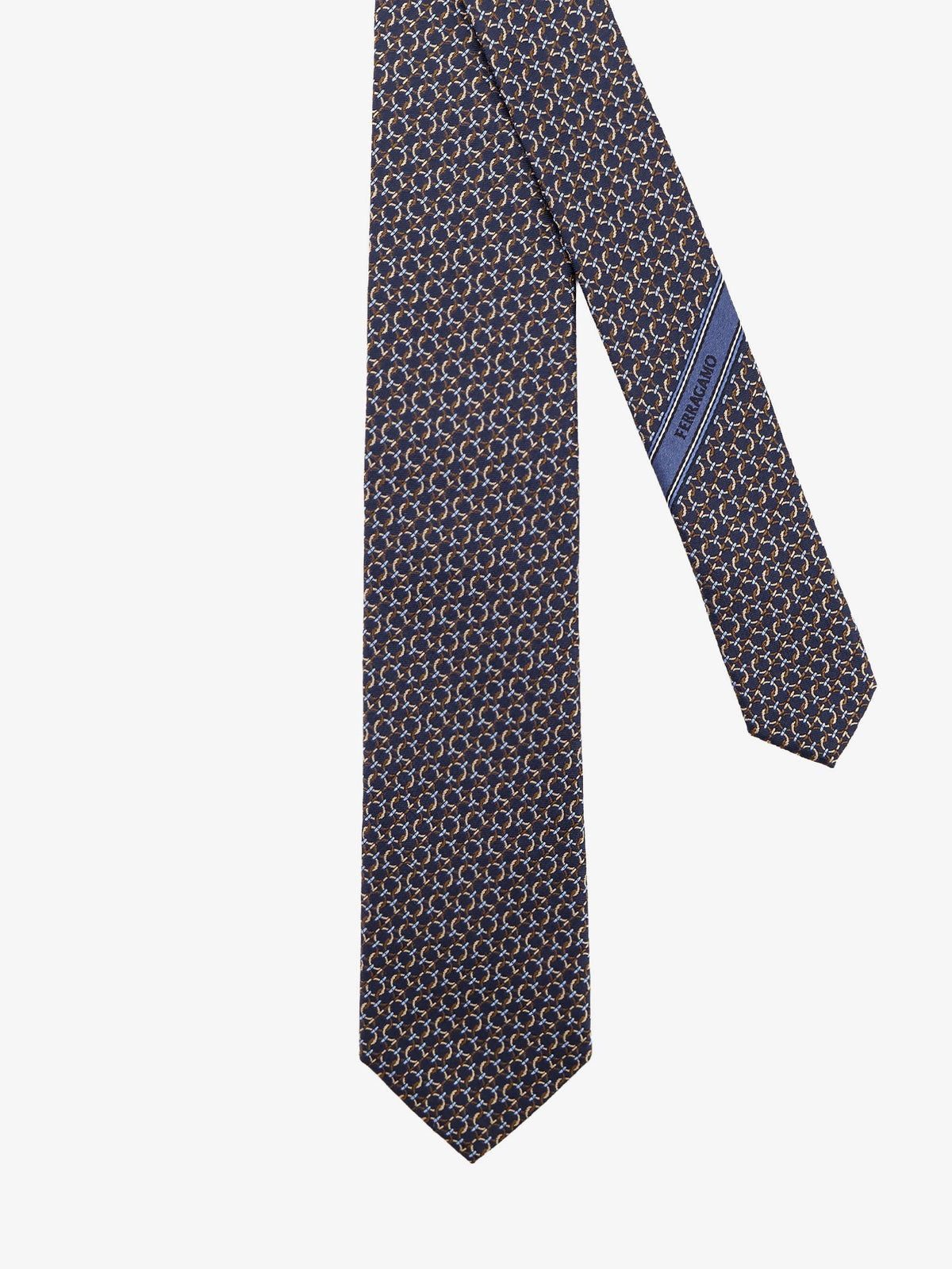 Ferragamo Crema silk tie with Intreccio print - Marrone
