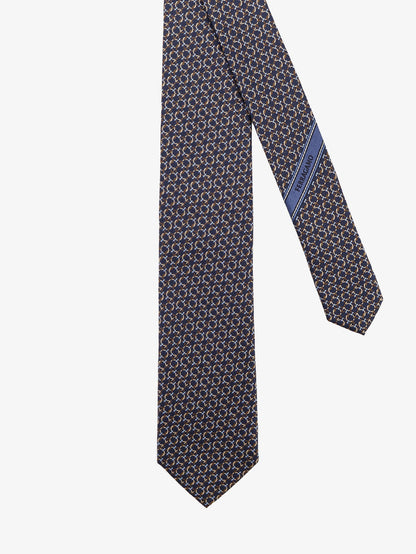 Ferragamo Crema silk tie with Intreccio print - Marrone